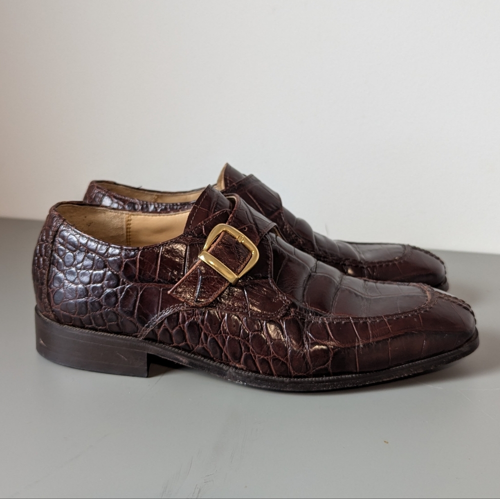 Florsheim sz9 Monk strap crocodile loafers